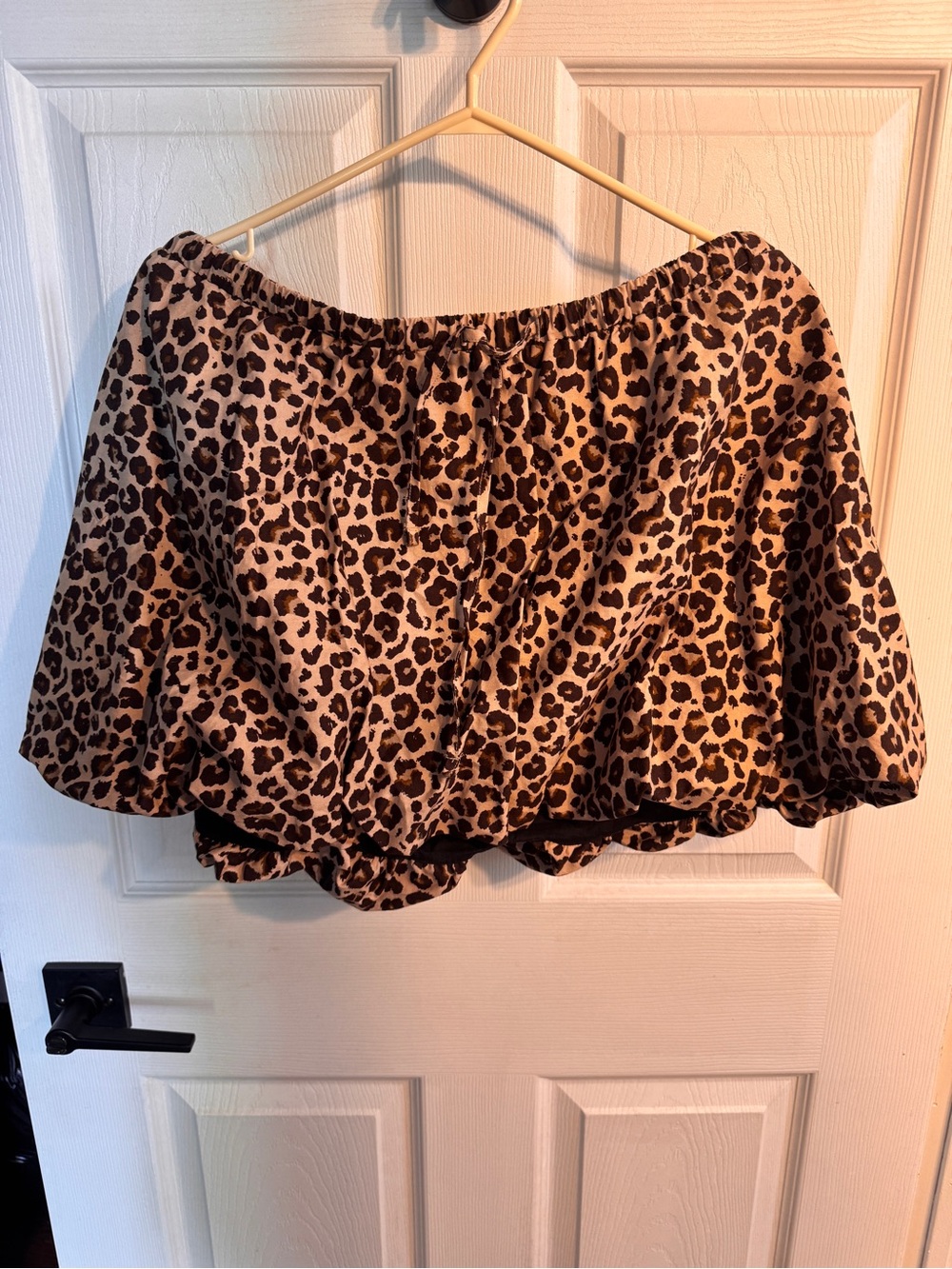 Leopard Print Elastic Waist Women's bubble Skirt -